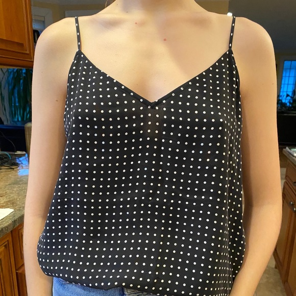 Navy polka dot 100% silk camisole - Picture 2 of 7